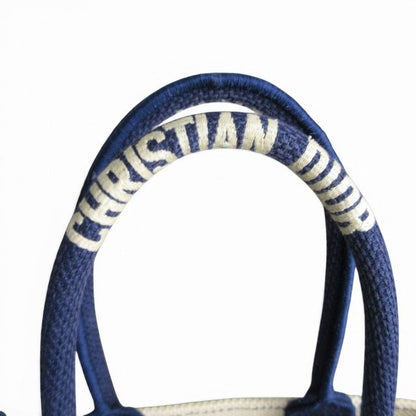 Dior Vertical Book Tote Bag Canvas White Navy — view 6