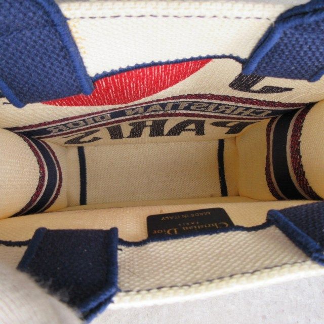 Dior Vertical Book Tote Bag Canvas White Navy — view 7