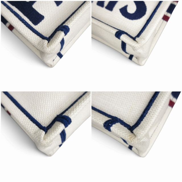 Dior Vertical Book Tote Bag Canvas White Navy — view 5