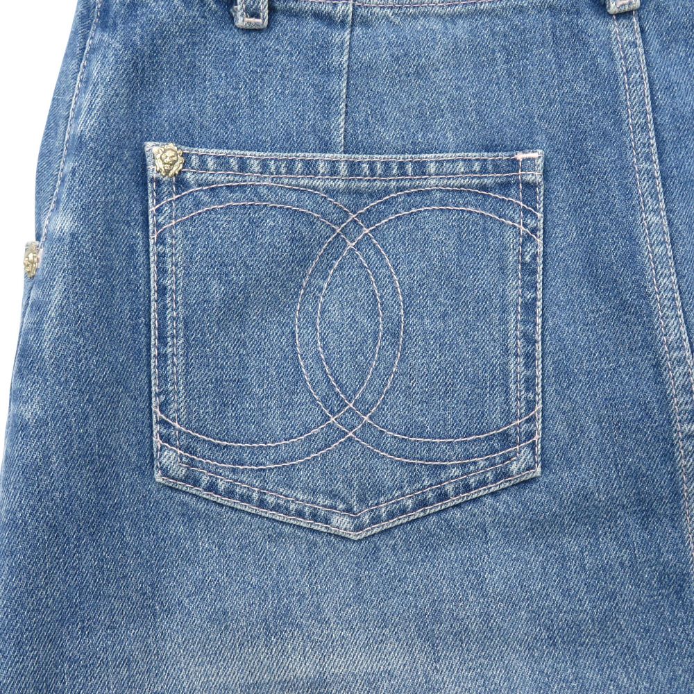Chanel Denim Skirt CC Logo 36 Cotton Blue — view 8