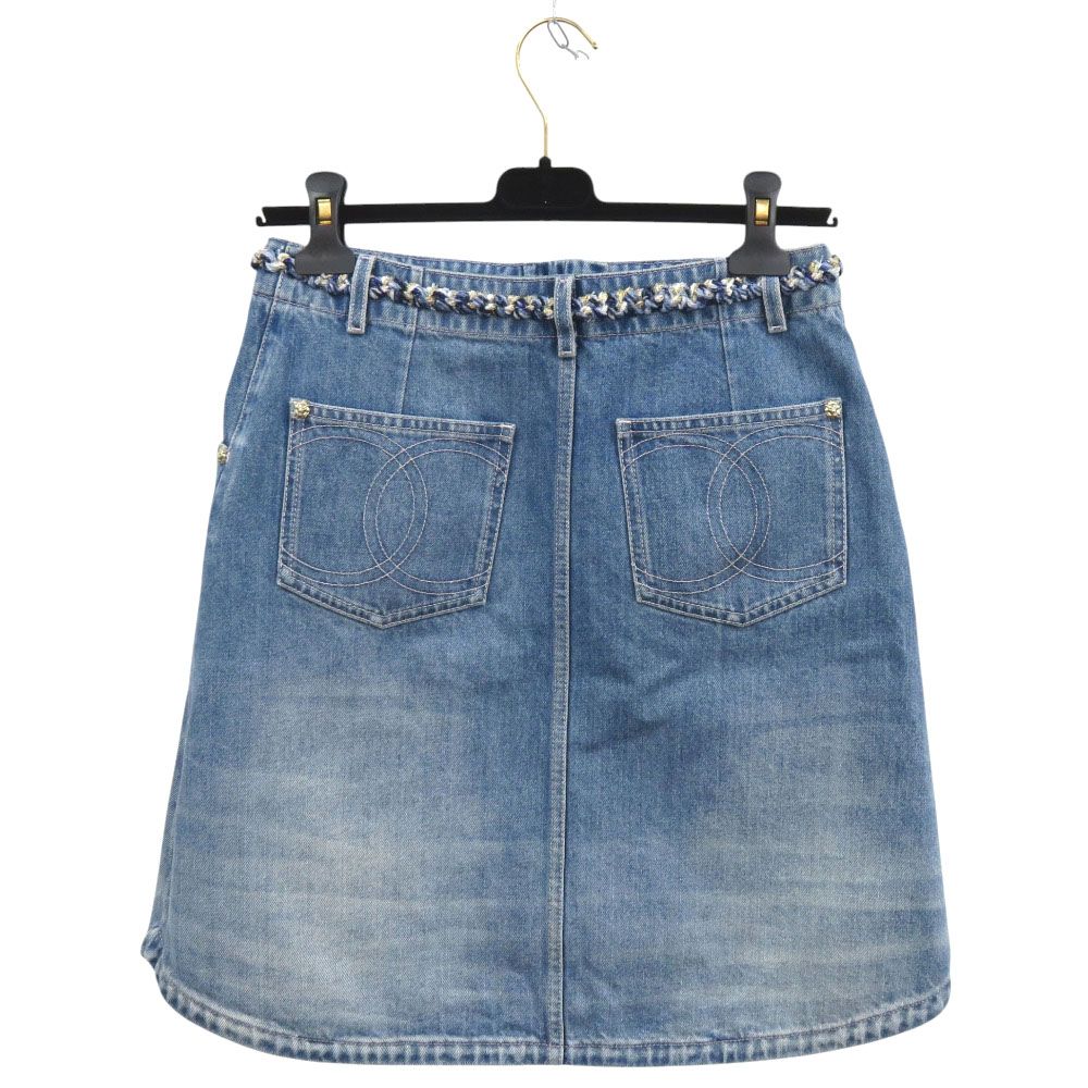 Chanel Denim Skirt CC Logo 36 Cotton Blue — view 2