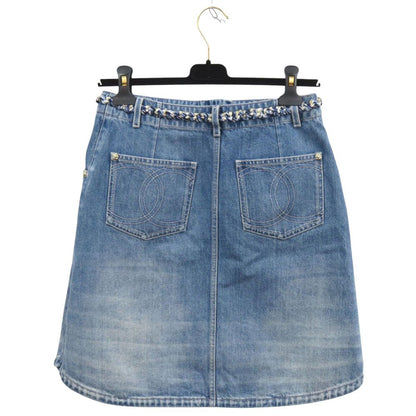 Chanel Denim Skirt CC Logo 36 Cotton Blue — view 2