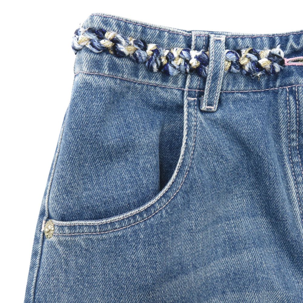 Chanel Denim Skirt CC Logo 36 Cotton Blue — view 6