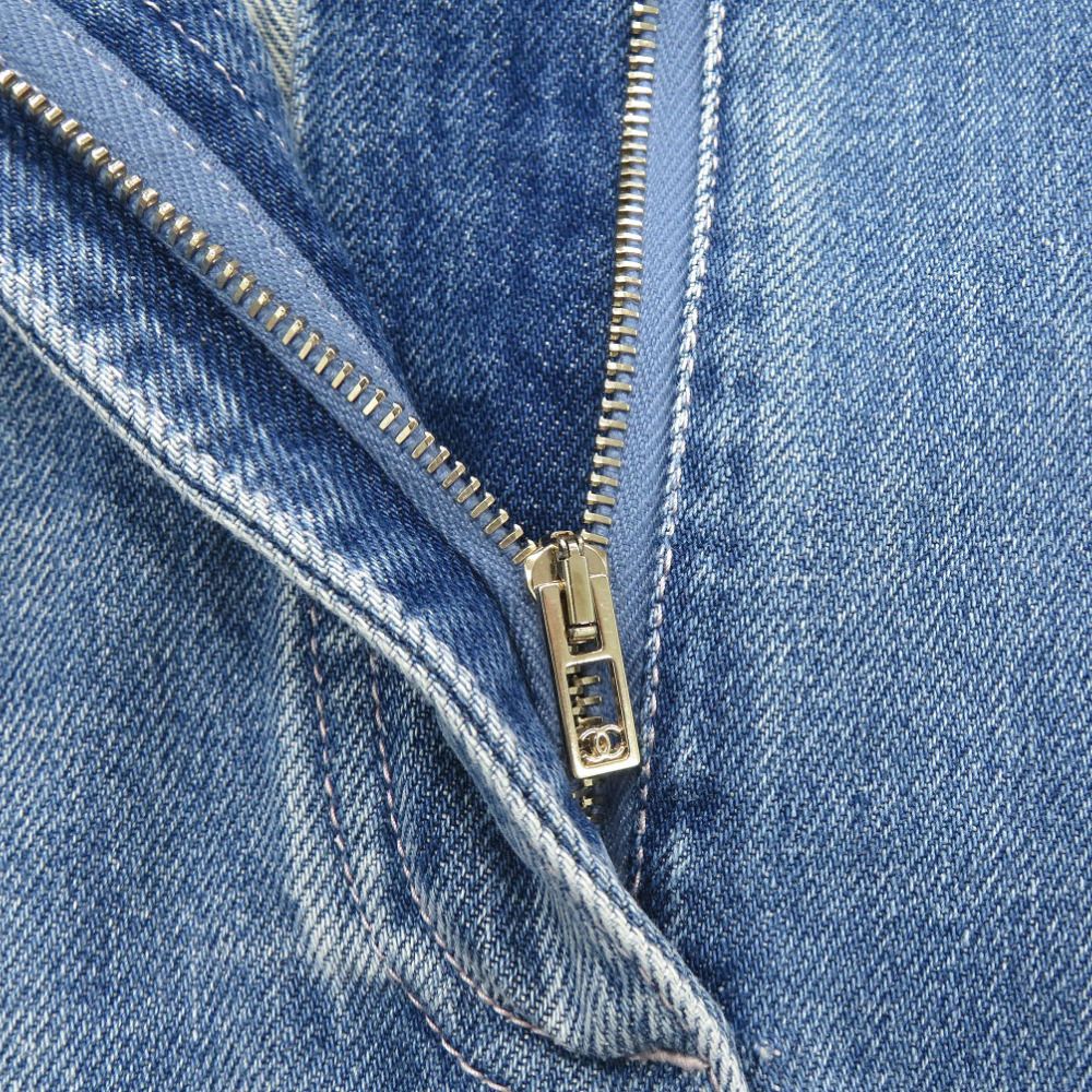 Chanel Denim Skirt CC Logo 36 Cotton Blue — view 7