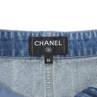 Chanel Denim Skirt CC Logo 36 Cotton Blue — view 4