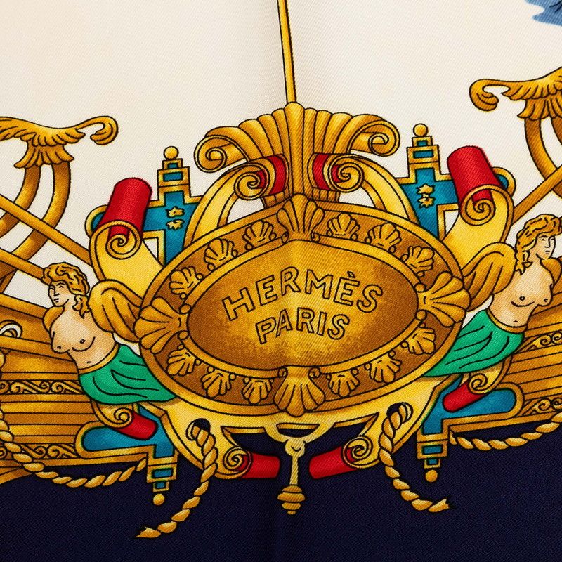 Hermes Carre 90 Voiles de Lumiere Scarf Oversized Navy Multicolor Silk — view 8