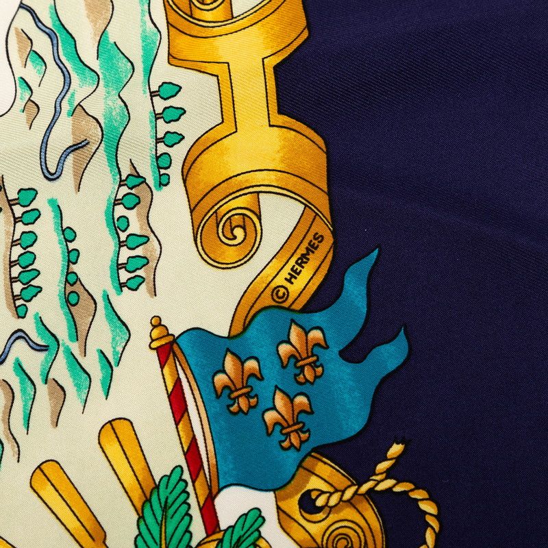 Hermes Carre 90 Voiles de Lumiere Scarf Oversized Navy Multicolor Silk — view 7