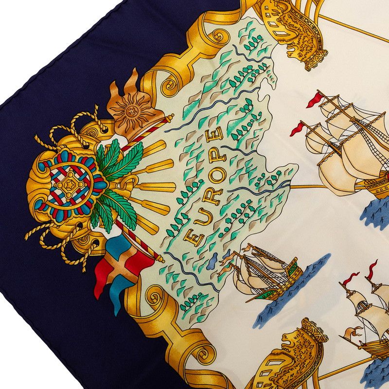 Hermes Carre 90 Voiles de Lumiere Scarf Oversized Navy Multicolor Silk — view 4