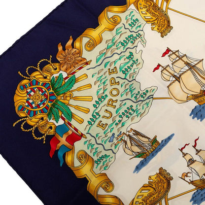 Hermes Carre 90 Voiles de Lumiere Scarf Oversized Navy Multicolor Silk — view 4