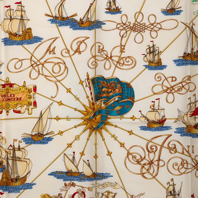 Hermes Carre 90 Voiles de Lumiere Scarf Oversized Navy Multicolor Silk — view 5