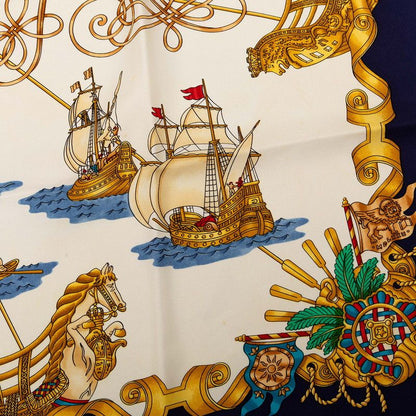Hermes Carre 90 Voiles de Lumiere Scarf Oversized Navy Multicolor Silk — view 6