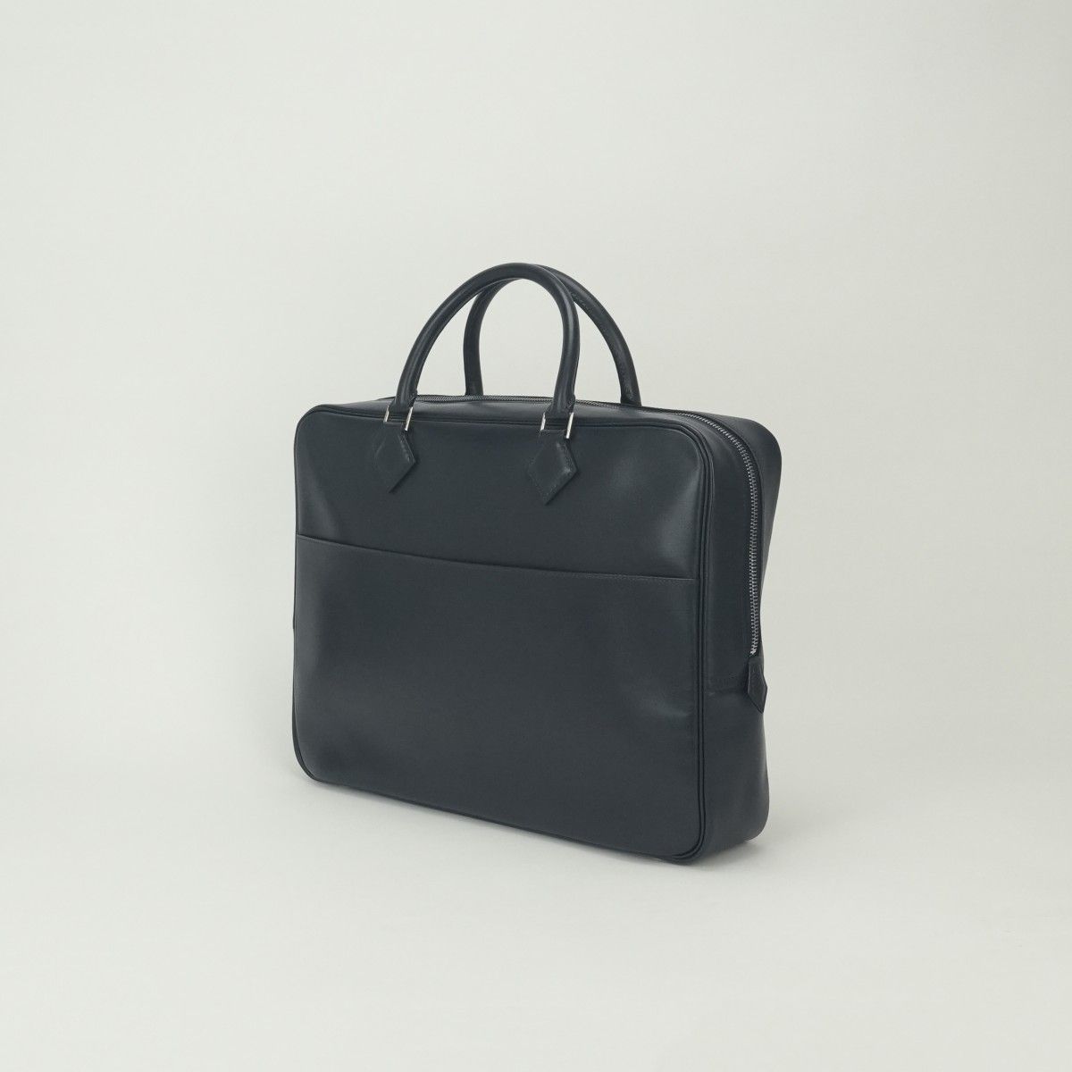 Hermes Plume Doc 38 Tote Box Calf Blue Indigo Blueindigo Navy Silver Handbag — view 2