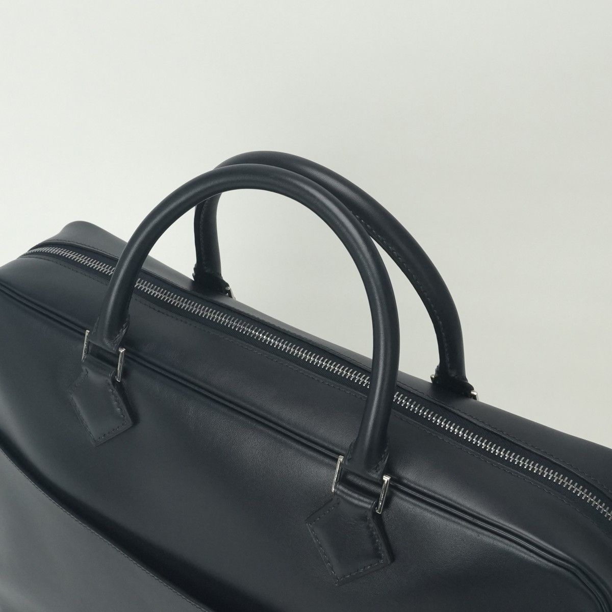 Hermes Plume Doc 38 Tote Box Calf Blue Indigo Blueindigo Navy Silver Handbag — view 4