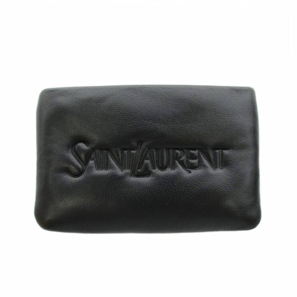 Saint Laurent Paris Coin Purse Logo Lambskin Black