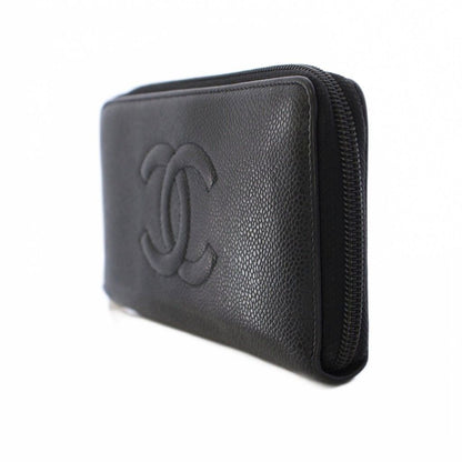 Chanel Wallet Caviar Leather CC Logo Zip Around Black — view 2