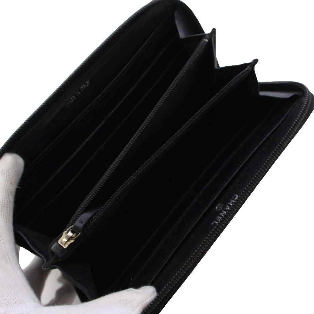 Chanel Wallet Caviar Leather CC Logo Zip Around Black — view 6