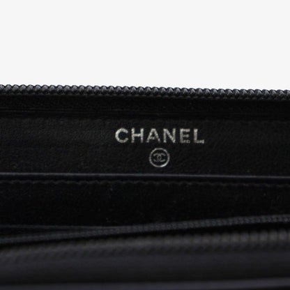 Chanel Wallet Caviar Leather CC Logo Zip Around Black — view 5