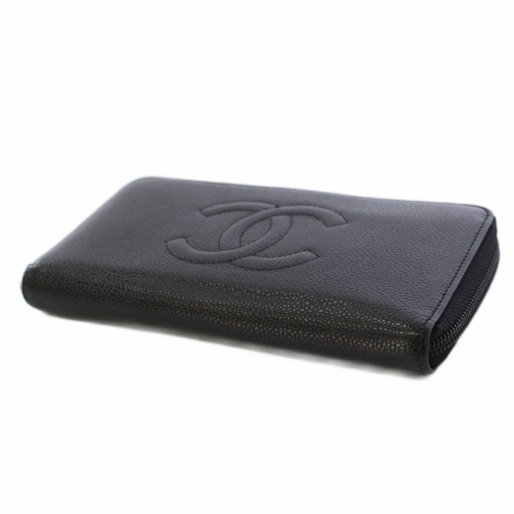 Chanel Wallet Caviar Leather CC Logo Zip Around Black — view 4