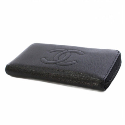 Chanel Wallet Caviar Leather CC Logo Zip Around Black — view 4