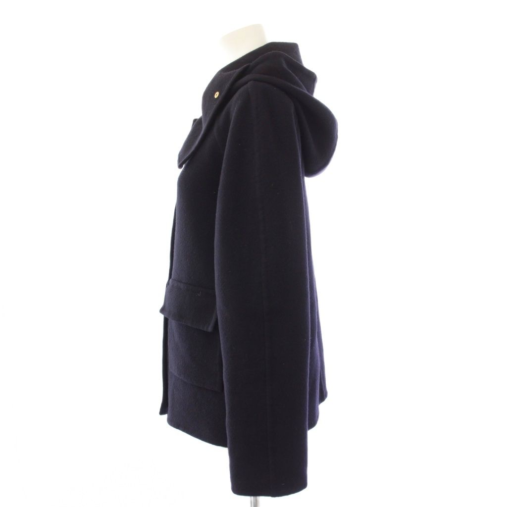 Celine Phoebe Philo Era Double Face Cashmere Hoodie Short Coat Zip Up 34 Navy — view 2