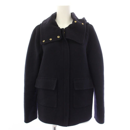 Celine Phoebe Philo Era Double Face Cashmere Hoodie Short Coat Zip Up 34 Navy