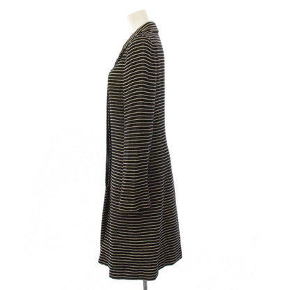 Chanel Chesterfield Long Border Pattern Camellia Silk Black White YT Shoulder — view 2