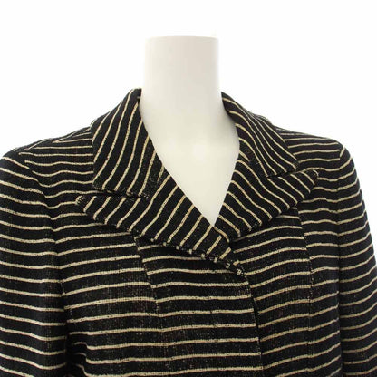 Chanel Chesterfield Long Border Pattern Camellia Silk Black White YT Shoulder — view 6