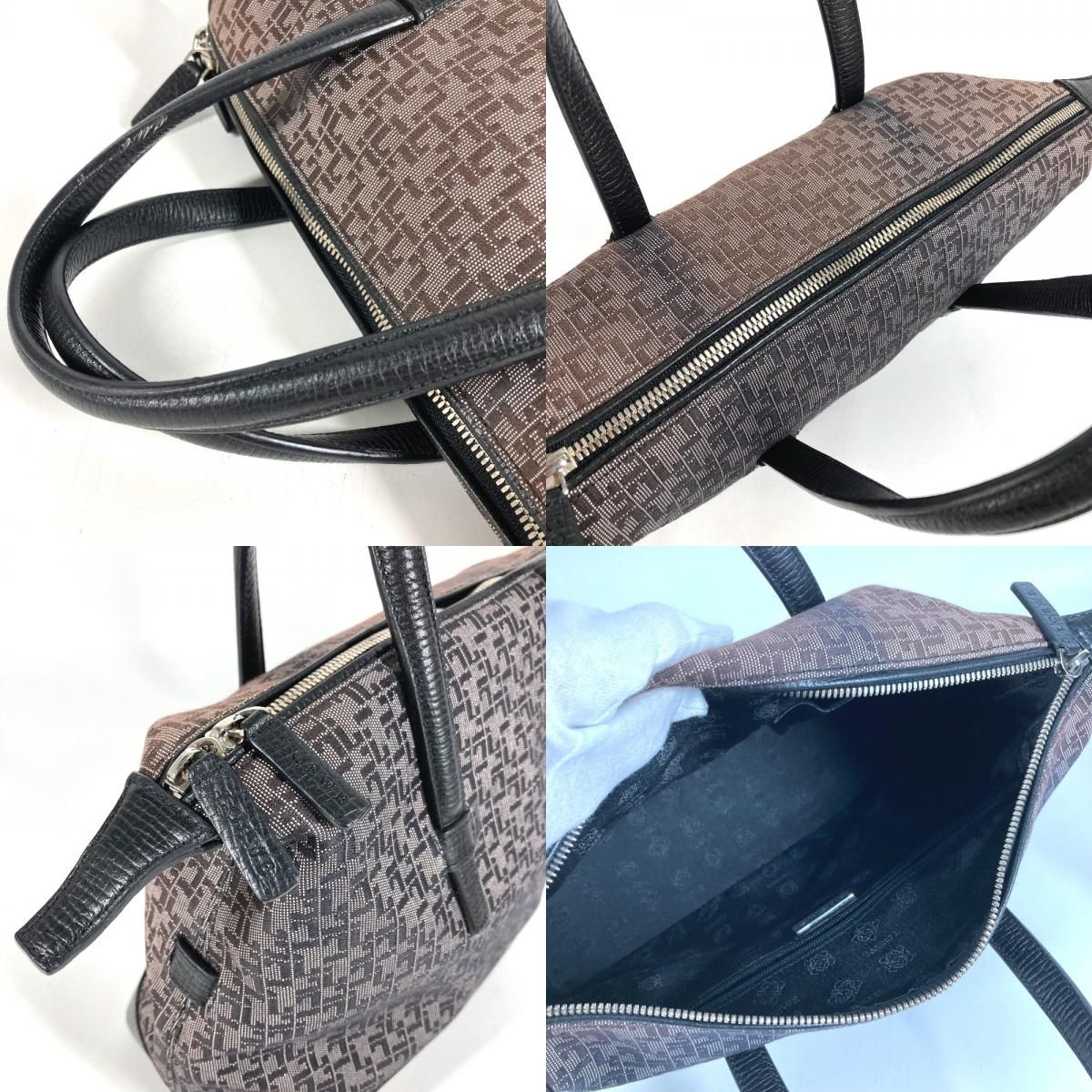 Loewe Handbag All Over Pattern Logo Leather Canvas Black — view 8