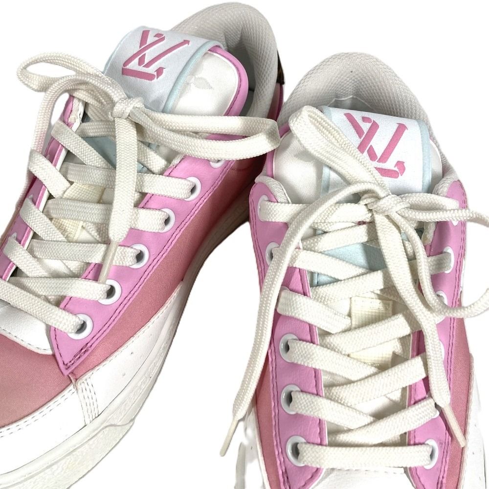 Louis Vuitton Sneakers Logo Lace Canvas Leather Pink — view 2