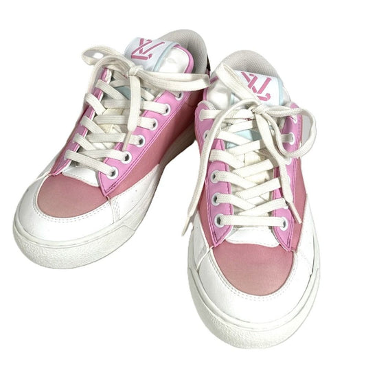 Louis Vuitton Sneakers Logo Lace Canvas Leather Pink