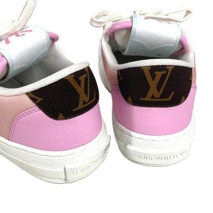 Louis Vuitton Sneakers Logo Lace Canvas Leather Pink — view 4