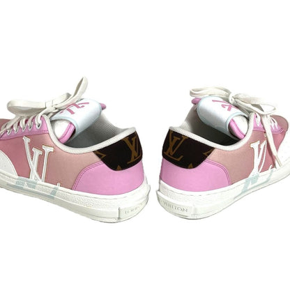 Louis Vuitton Sneakers Logo Lace Canvas Leather Pink — view 5