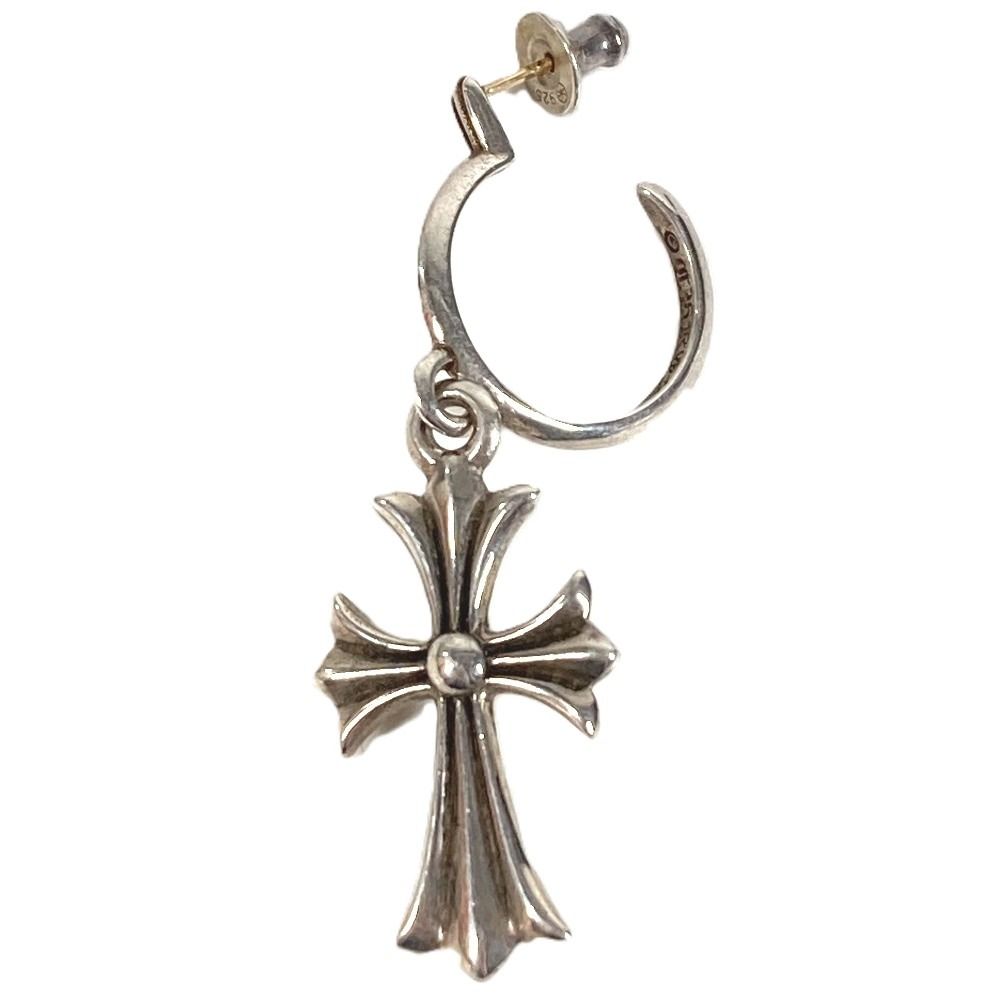 Chrome Hearts Earrings Tiny CH Cross Hoop Silver — view 2