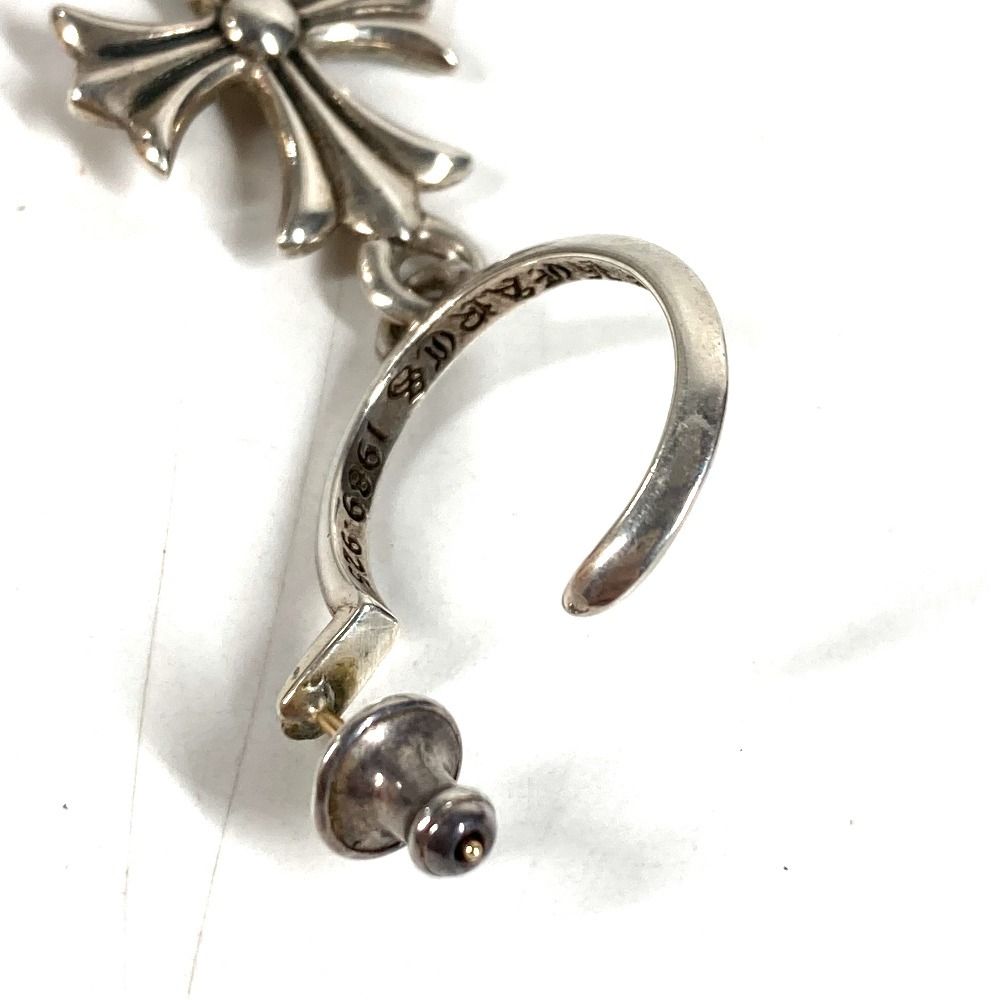 Chrome Hearts Earrings Tiny CH Cross Hoop Silver — view 6