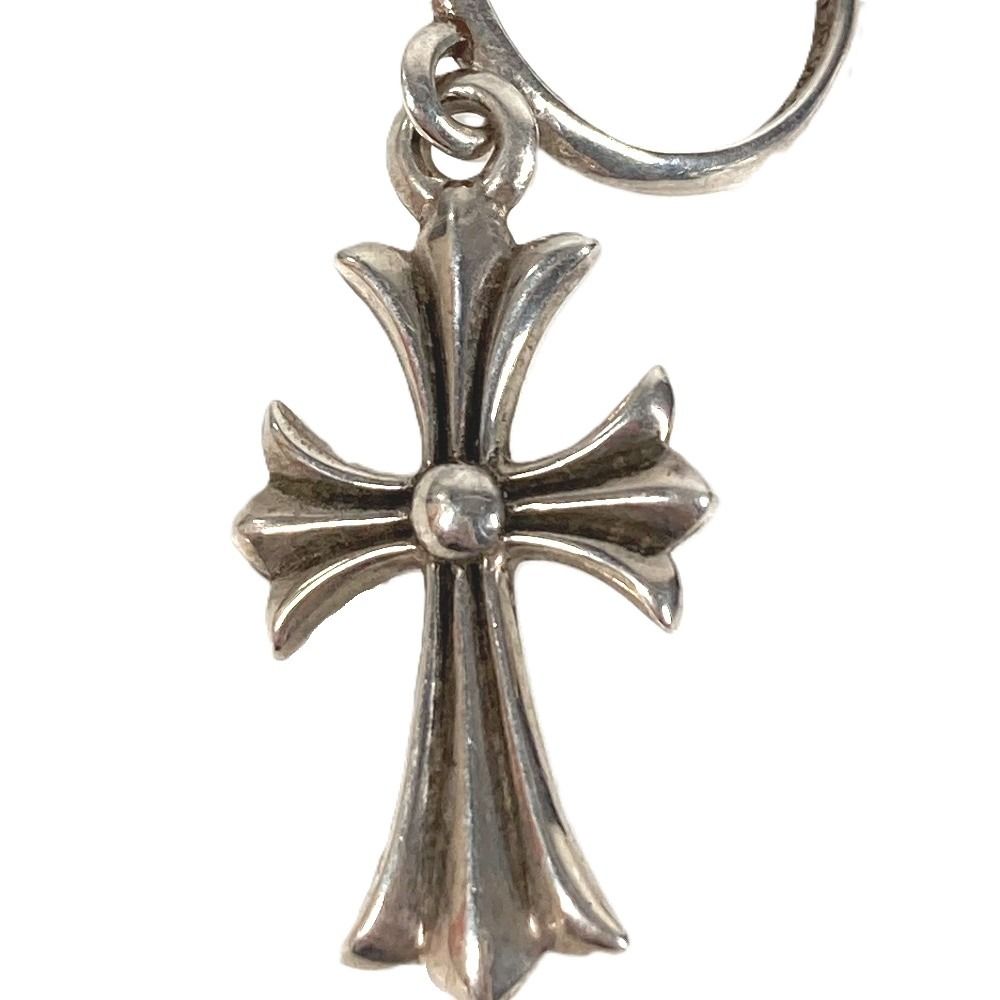 Chrome Hearts Earrings Tiny CH Cross Hoop Silver — view 3