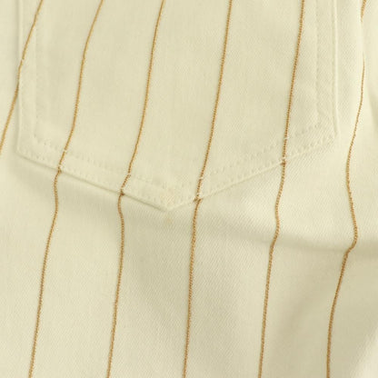 Chanel 20P CC Logo Button Chain Stripe Skinny Denim Pants P6 Tapered 36 White HS — view 7