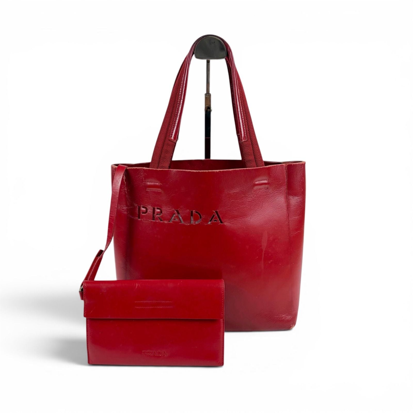 Prada Pouch Mini Tote Perforated Leather