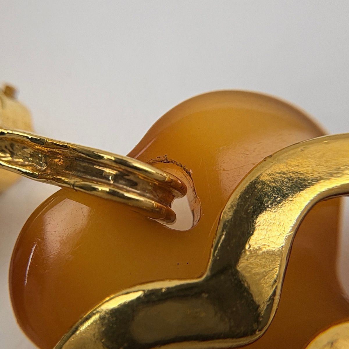 Chanel CC Logo Earrings Heart Clover Gold Plated Brown — view 4
