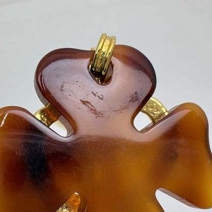 Chanel CC Logo Earrings Heart Clover Gold Plated Brown — view 6