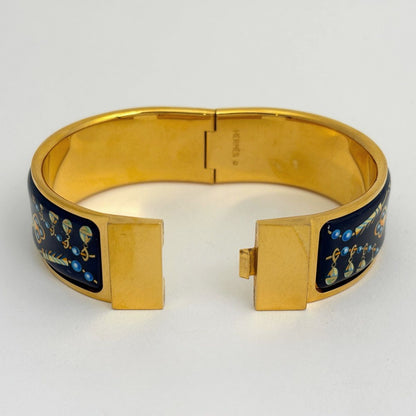 Hermes Enamel GM Location Cloisonne Bangle Gold Plated Blue Bracelet — view 2