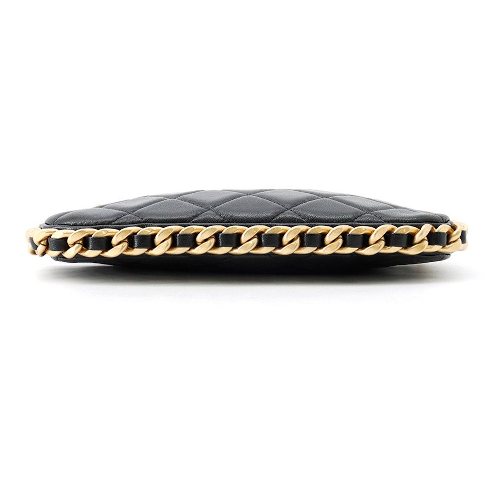 Chanel Chain Shoulder Bag Quilted CC Logo Lambskin Black — view 3