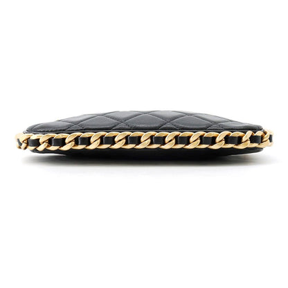 Chanel Chain Shoulder Bag Quilted CC Logo Lambskin Black — view 3
