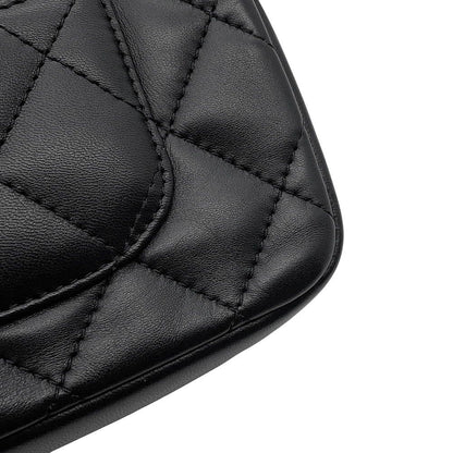 Chanel Chain Shoulder Bag Mini Quilted CC Logo Lambskin Black — view 8
