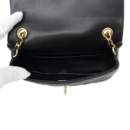Chanel Chain Shoulder Bag Mini Quilted CC Logo Lambskin Black — view 5