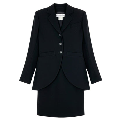 Dior Boutique Dio 2008 Era Set Skirt jacket Black Silk