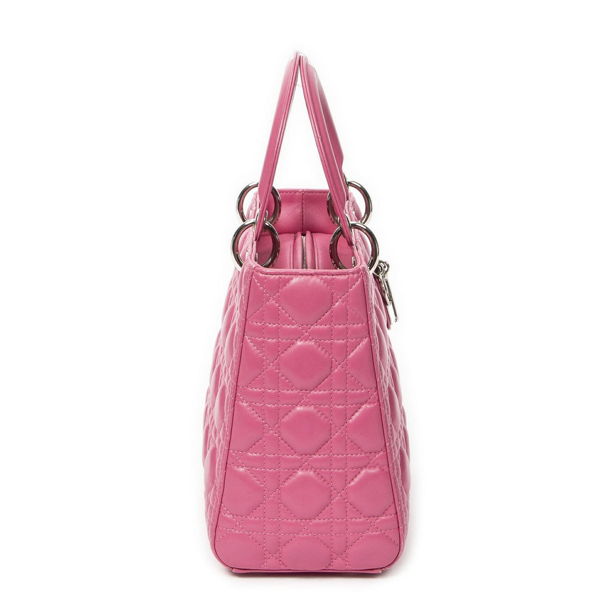 Dior Lady Dior Zip Pink Kanji Lambskin Leather Handbag — view 4