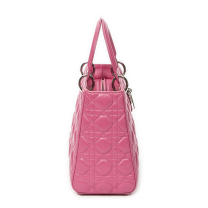 Dior Lady Dior Zip Pink Kanji Lambskin Leather Handbag — view 4