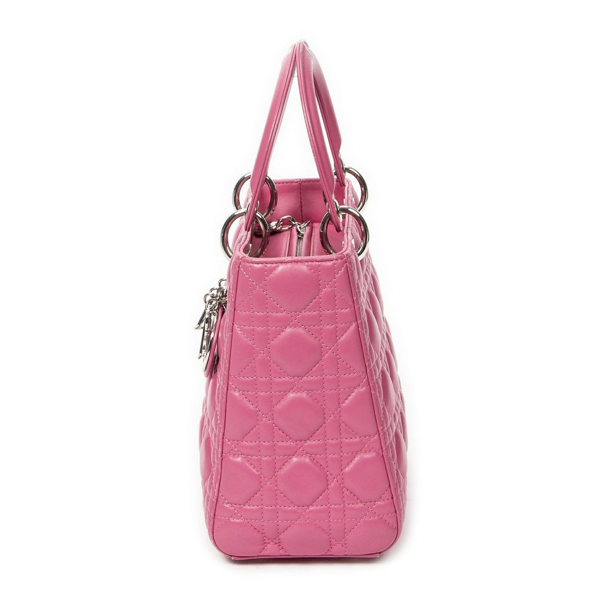 Dior Lady Dior Zip Pink Kanji Lambskin Leather Handbag — view 3