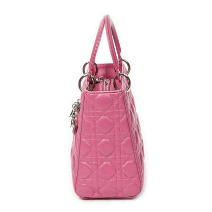 Dior Lady Dior Zip Pink Kanji Lambskin Leather Handbag — view 3
