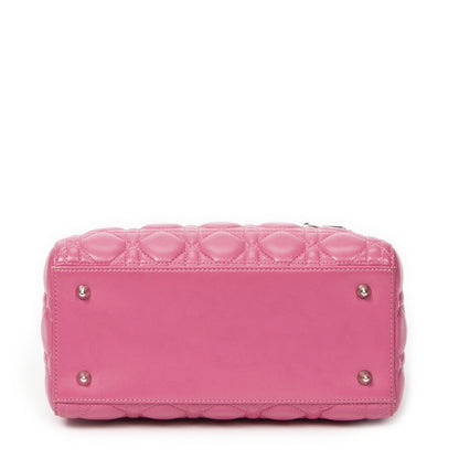 Dior Lady Dior Zip Pink Kanji Lambskin Leather Handbag — view 6